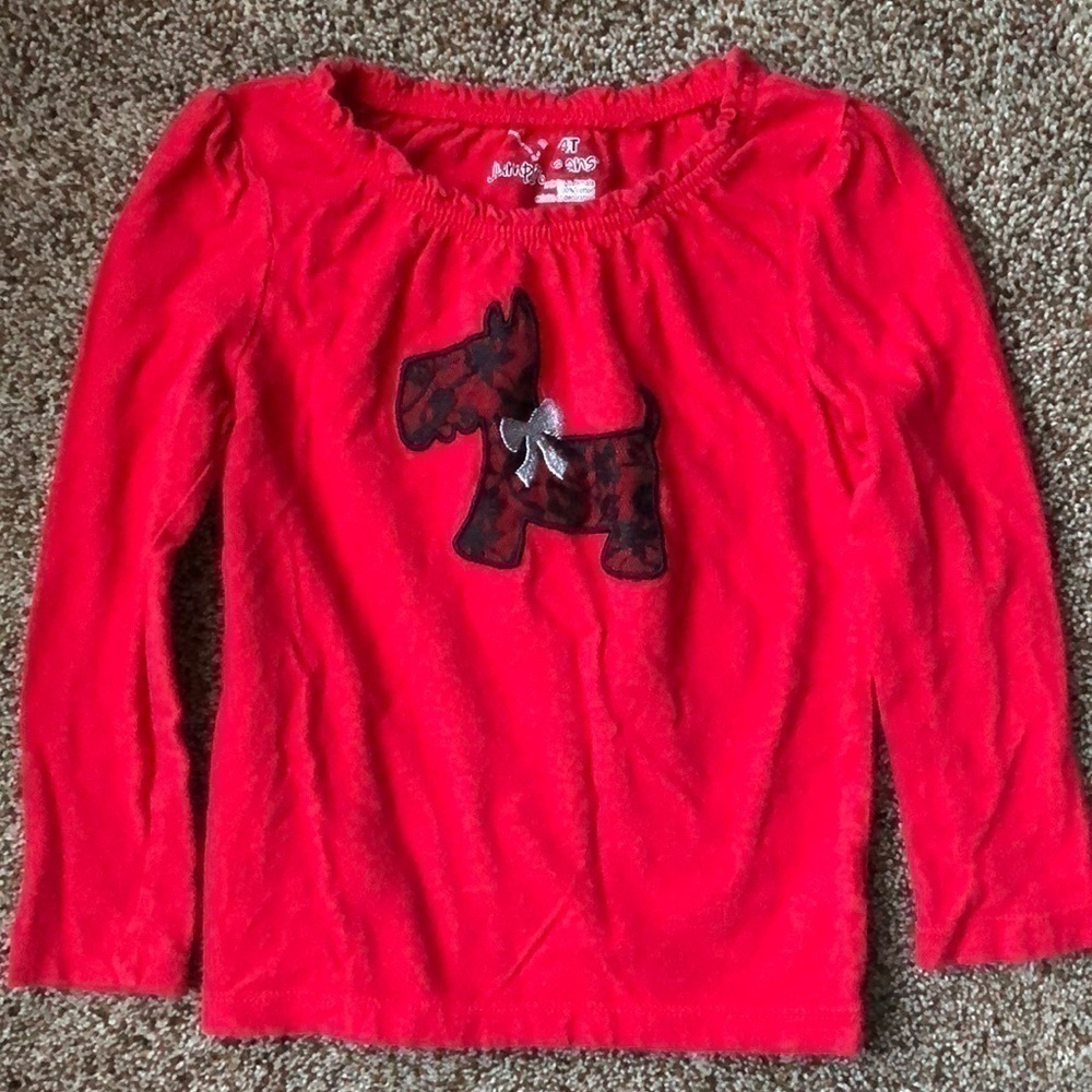 Jumping Beans Toddler Girls Red Dog Long Sleeve Shirt Size 4T